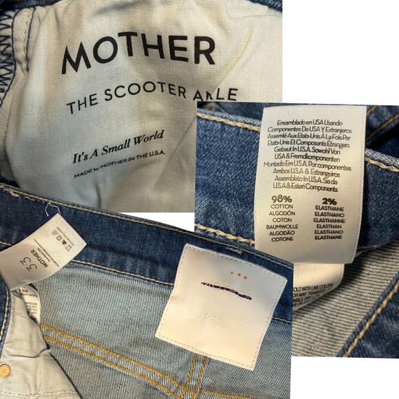 NWT MOTHER The Scooter High-Rise Ankle Bootcut Jeans It's A Small World Size 33 - Picture 4 of 5